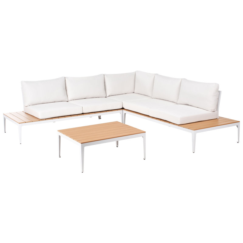 Garden Corner Sofa with Table 5 Seater POSITANO , White