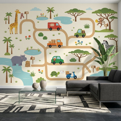Caricature de carte de dessin animé, décoration murale amovible Safari lumineux