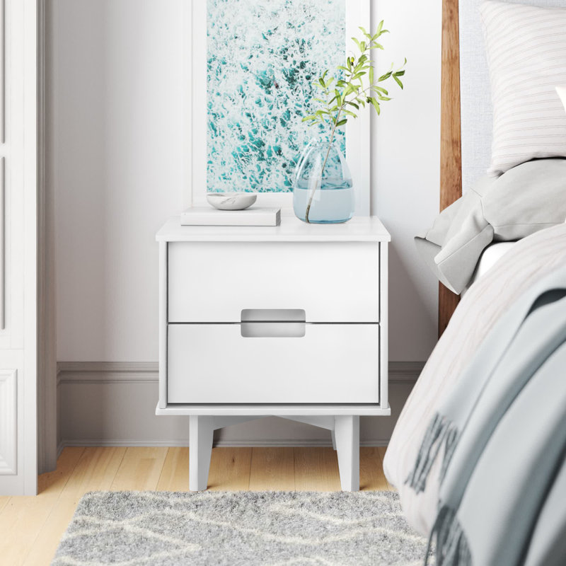 Ulti Solid Wood Bedside Table, White