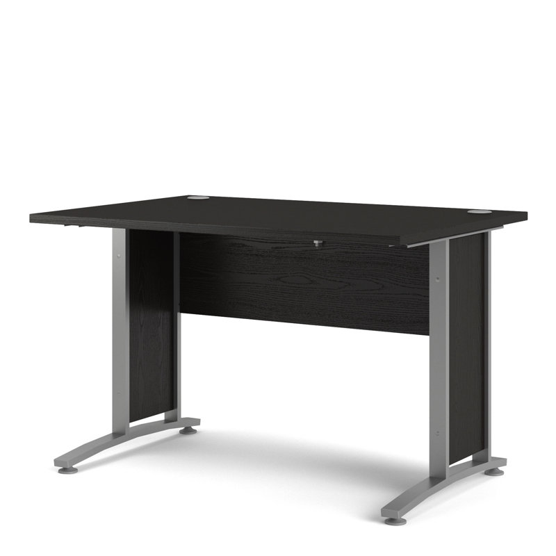 Prima Metal Base Writing Desk, Oak, 75cm H x 120.1cm W x 80.1cm D, Grey