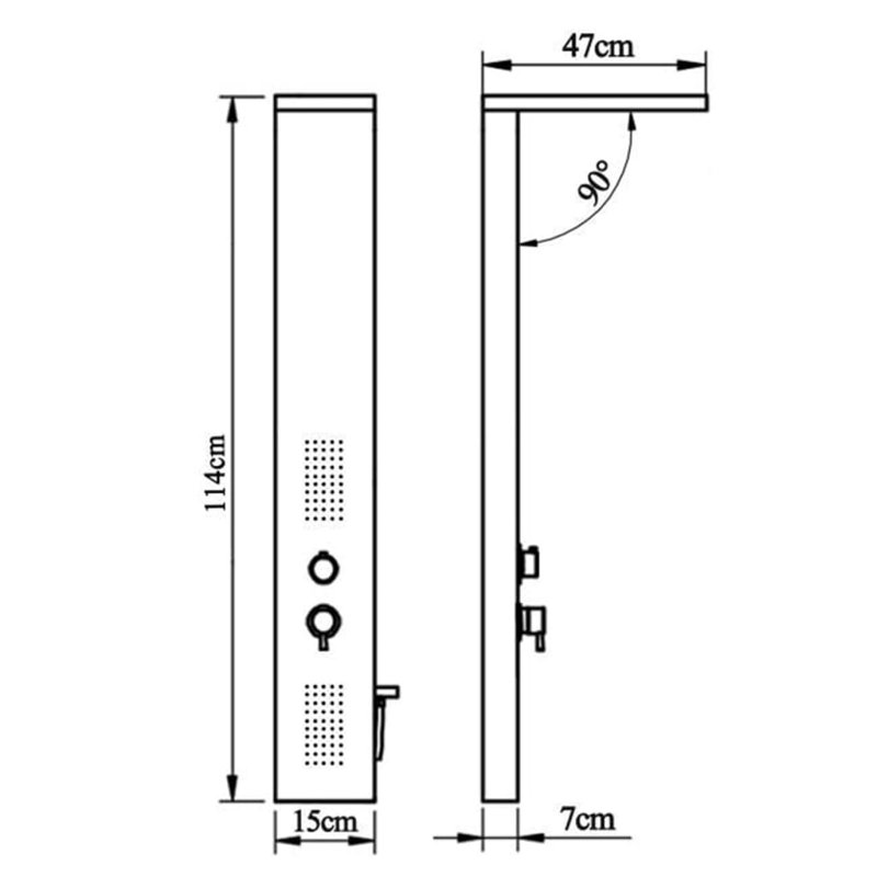 Perreault Shower Tower Panel, Black