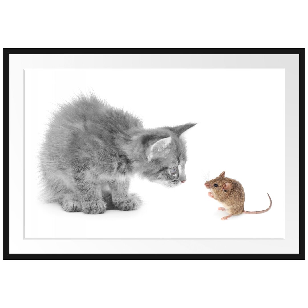 Gerahmtes Poster Katz und Maus