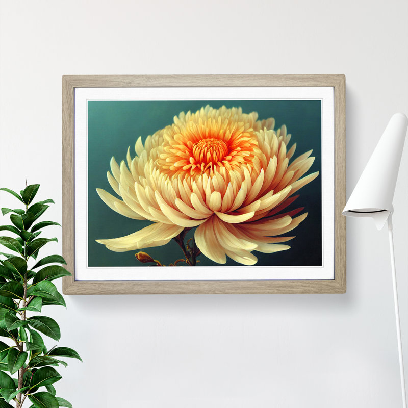 XH1022-642X Angelical Chrysanthemum Flower - Single Picture Frame Painting, Oak