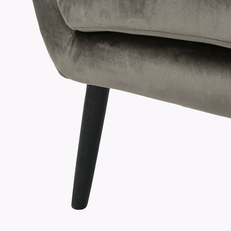 Fauteuil à oreilles rembourré, Gris, Noir, H 39,72 po x l 28,47 po x P 34,26 po