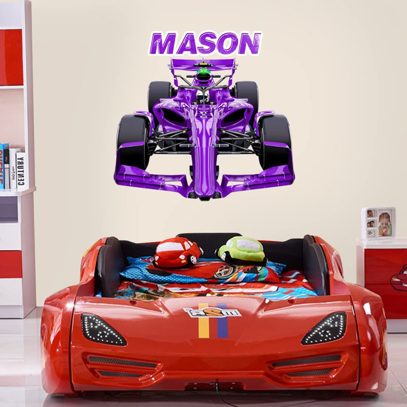 Adhésif décoratif voiture de course, Mauve, H 28 po x l 30 po