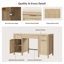 Bureau de rangement Boho Rattan 3 tiroirs avec 2 armoires et tablettes réglables-276857897-272892325