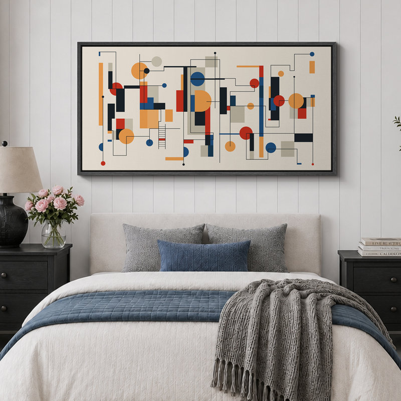 Abstract Vibrant Color Blocks " Abstract Mechanical Symphony Geometric Shapes And Lines Modern Art Relax Warm Extra Large Pictures "