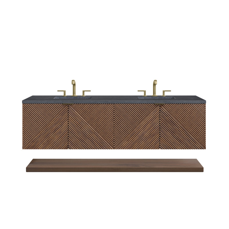 Marcello 72'' W Double Vanity, Charcoal Soapstone, 8" Widespread
