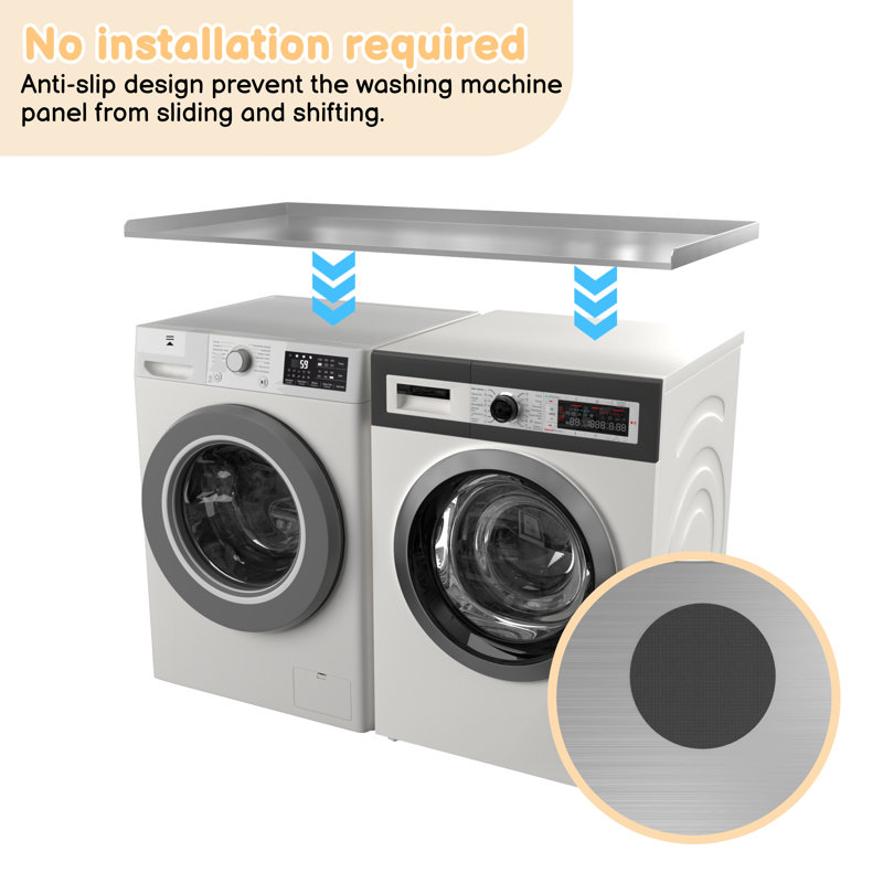 Washer Dryer Countertop Stainless Steel Topper with Edge for Laundry Room Storage and Organization