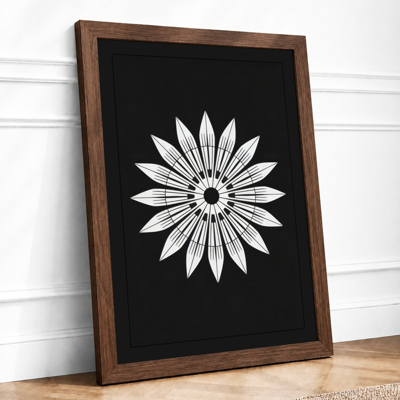 Geometric Daisy Botanical - Framed Print, Walnut, A1 - 84.1 x 59.4 cm