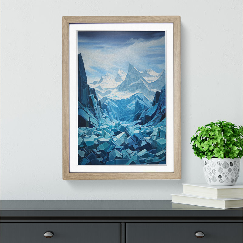 Glacier Hard Edge Painting - Framed Print, Oak, 46cm H x 34cm W x 2cm D