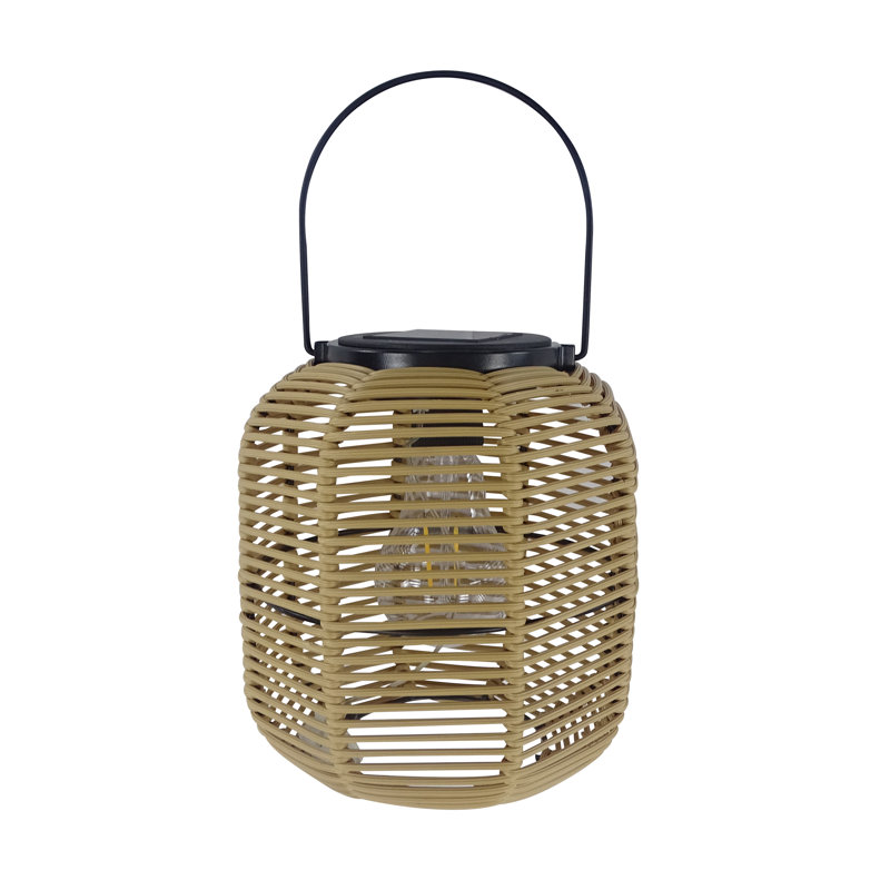 10"H Solar Plastic Lantern with LED Light for Garden, Patio & Deck, Yellow