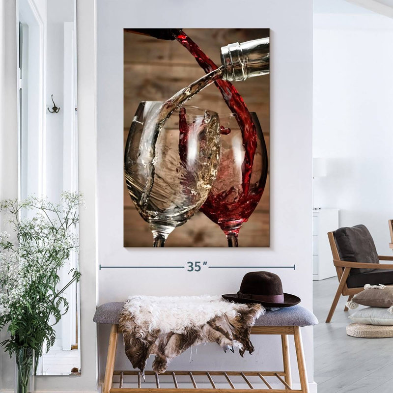 " Wine Splashes " Print, 39" H x 26" W x 1.25" D