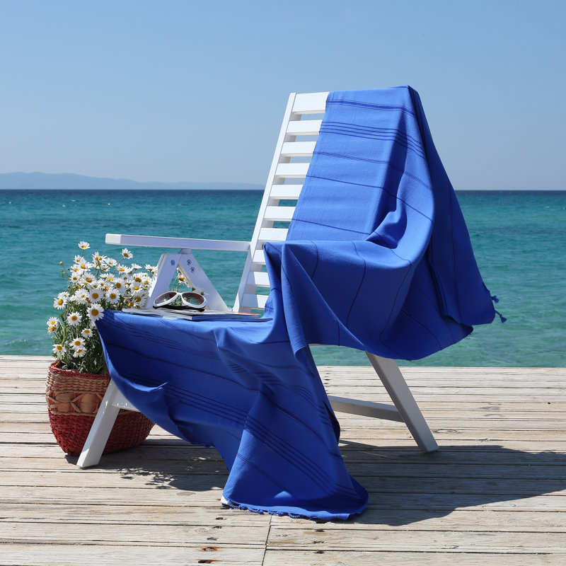 Serviette de plage en coton turc Summer Fun Pestemal, Bleu