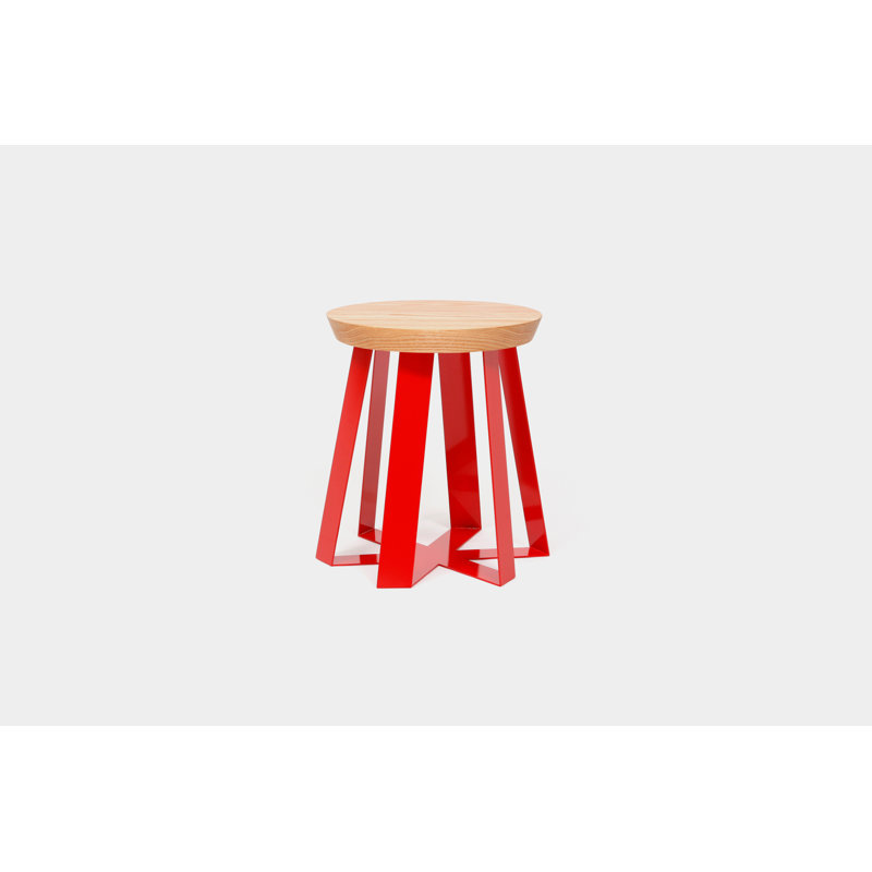 ARS Accent Stool, Red, Oak