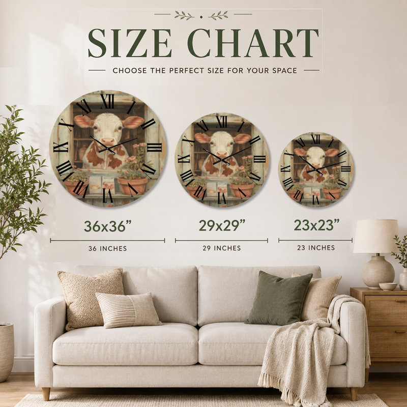 Horloge murale de style ferme, imprimée sur bois, avec fenêtre de remise de jardin et panneau en bois., Extra Large