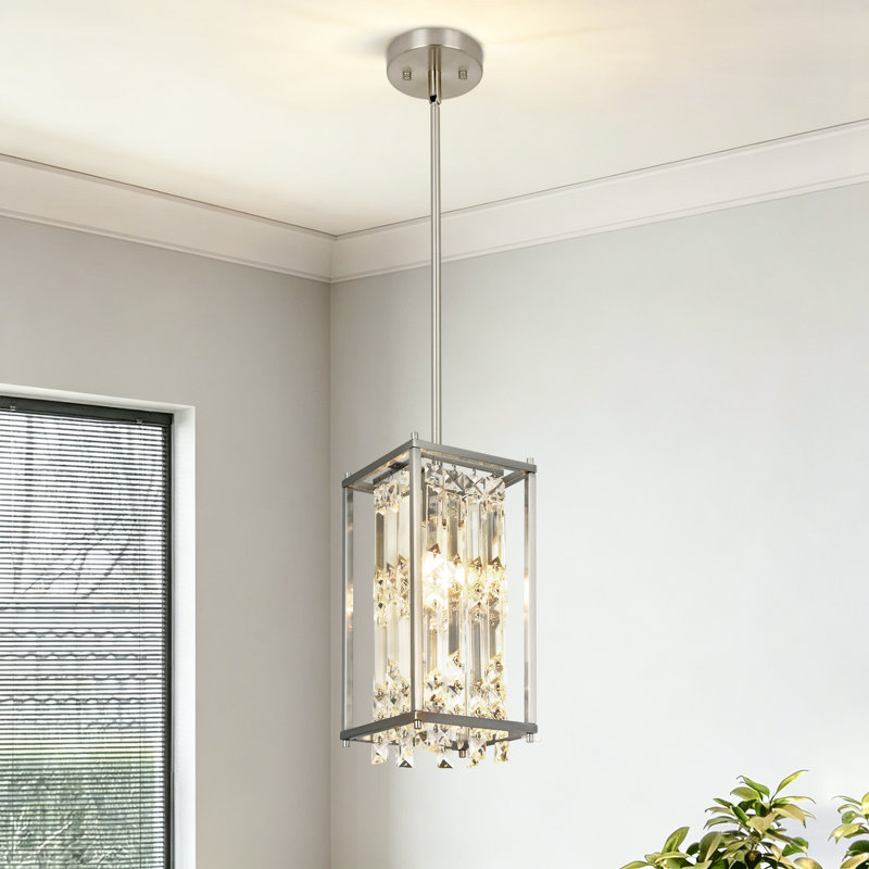 1 - Light Square/Rectangle Pendant, Brushed Nickel
