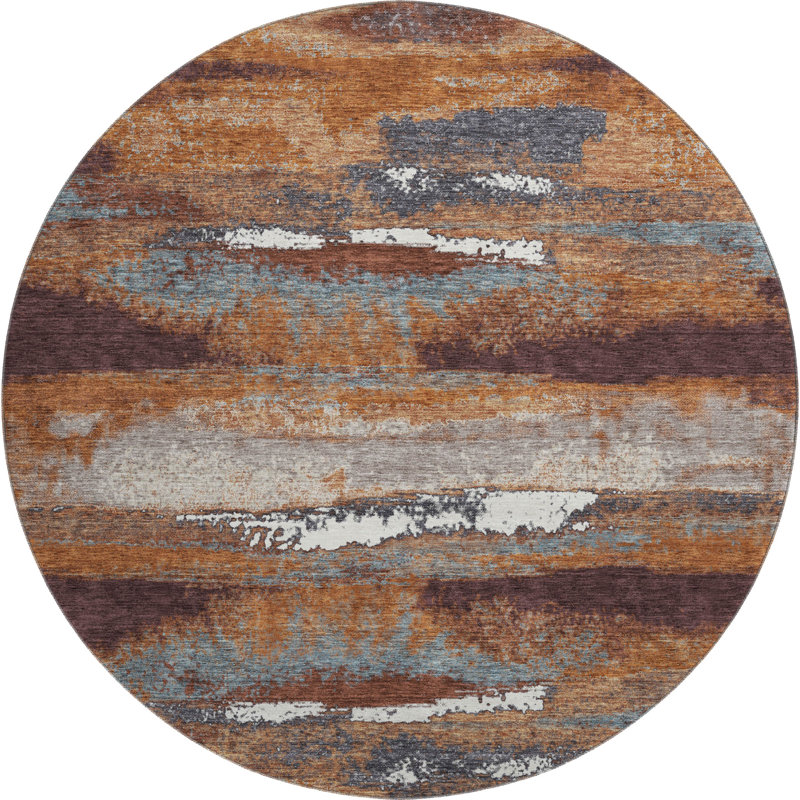 Premium Machine Washable Prisco Copper Rug, Round 8'