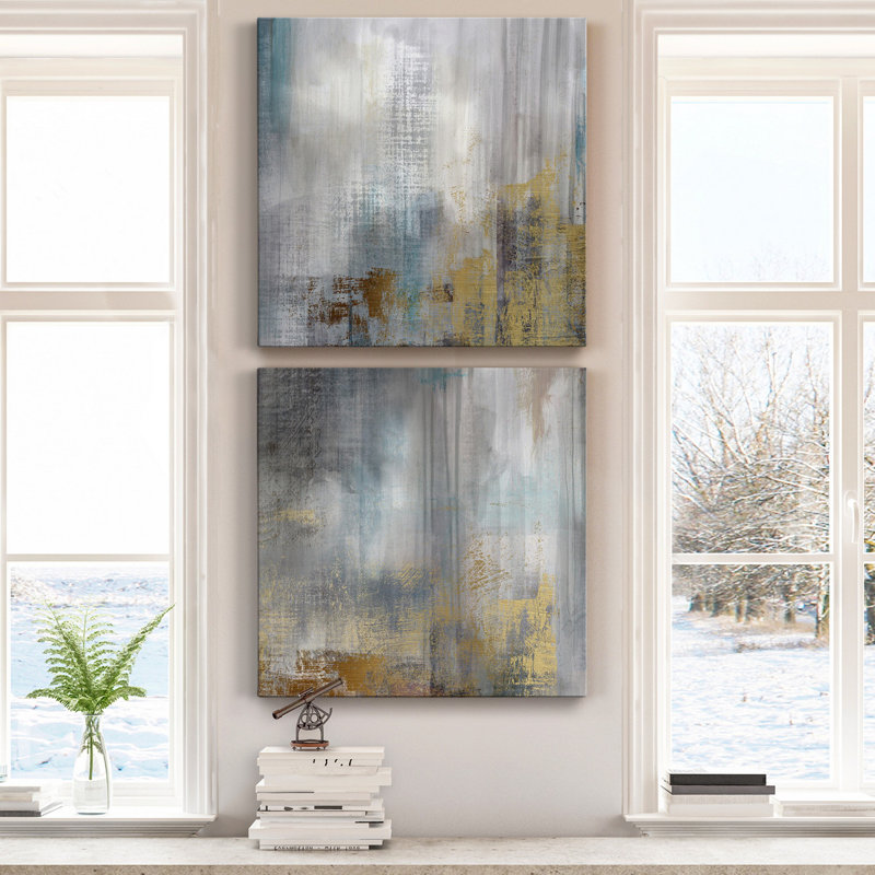 «Misty Sky I», ensemble de 2 reproductions d'art sur toile tendue, H 40 po x l 80 po x P 1 po
