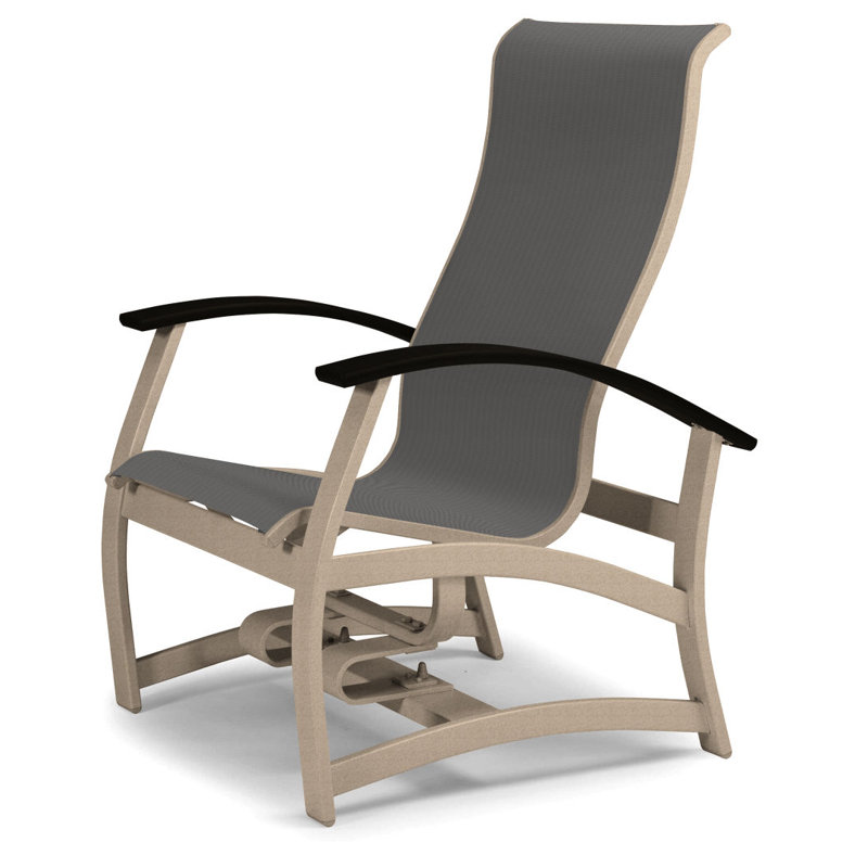 Askar Powder Coated Aluminum Outdoor Lounge Chair, Black P70, Titanium Sunbrella®, Textured Desert