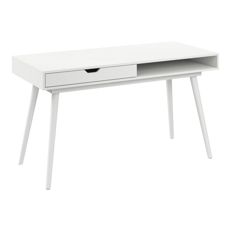 Bureau d'écriture 40 po | Table d'écriture compacte avec rangement, poste de travail pour bureau à domicile ou bureau, Blanc