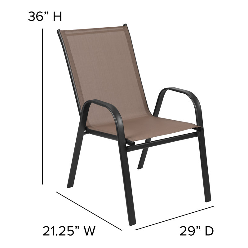 Elgin Patio Dining Set with Glass Table and Flex Stack Chairs, Brown, 4