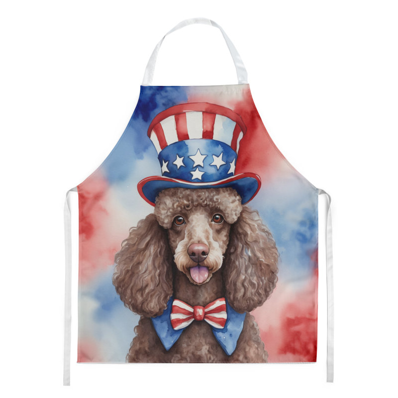 Patriotic American Apron, Brown Poodle