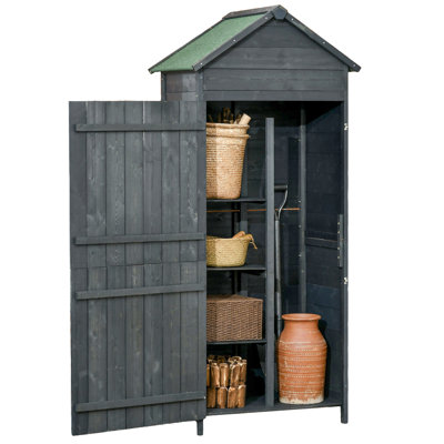 Myra Rustic Fir Wood Garden Shed With 3 Shelves And Weather-Resistant Structure