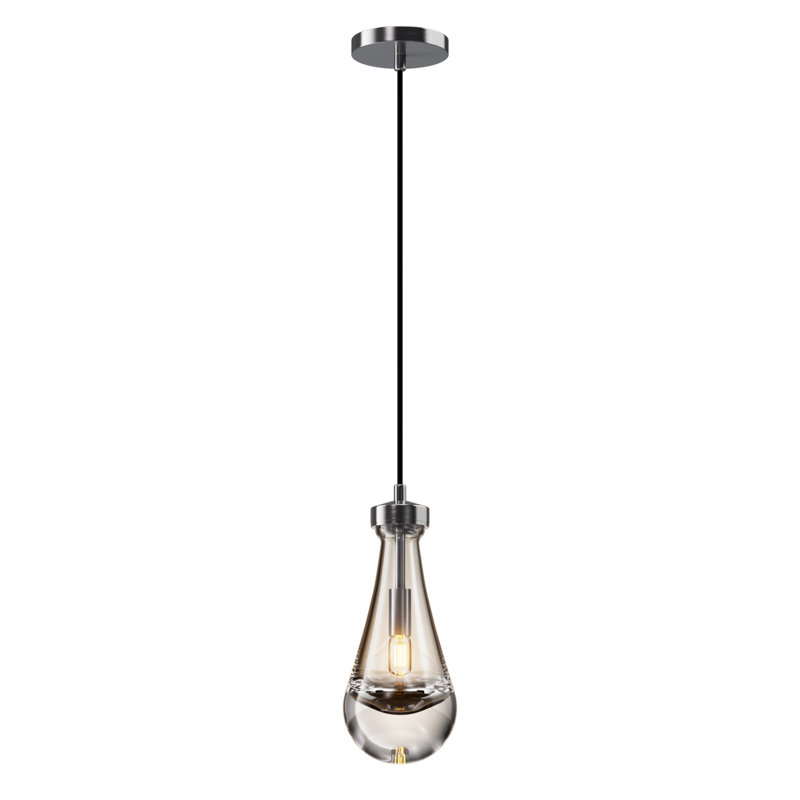 Antonetta Raindrop Shape Thick Glass Modern Pendant, Nickel
