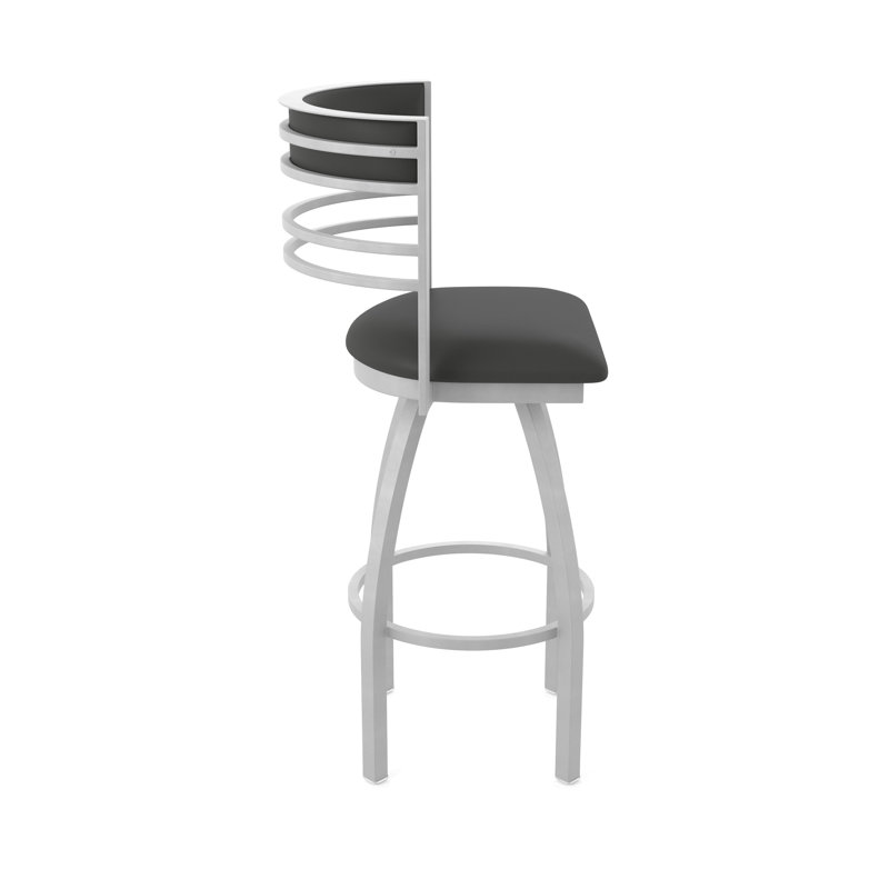 Hunter Swivel Stool, Tabouret de bar (siège d'une hauteur de 30 po), Nickel anodisé, Vinyle - Fer Canter