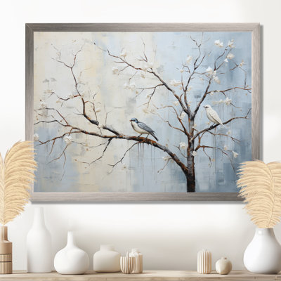 Grey floral sprintime tree birds II - Tree Wall Decor