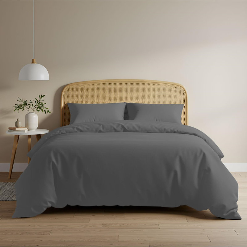 Microfibre Solid Colour Duvet Cover Set, King, Charcoal