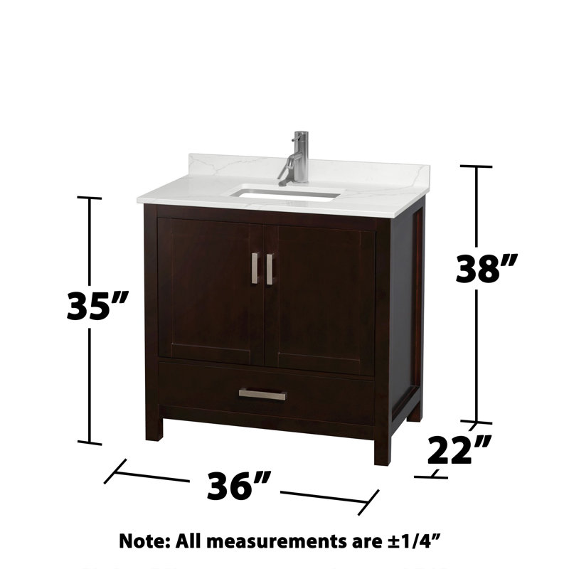 Sheffield 36" Freestanding Single Bathroom Vanity with Quartz Top, Chrome, Brown, Giotto Quartz