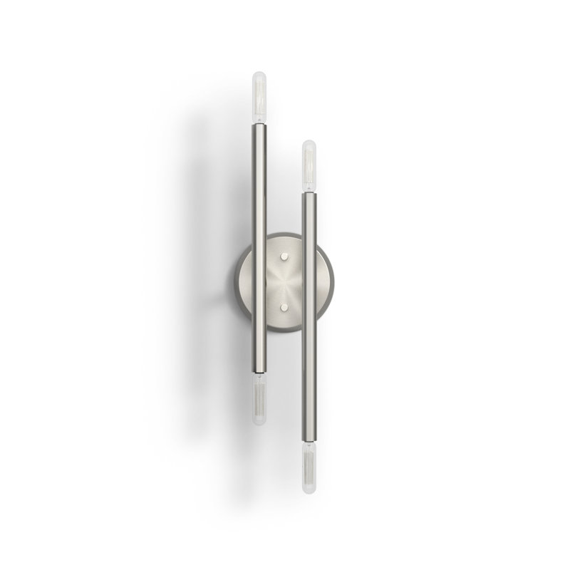 Poco 4 Light Steel Dimmable Armed Sconce, Brushed Nickel