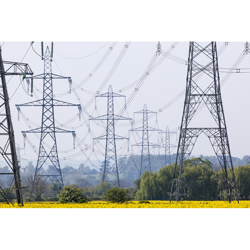 Multiple Electricity Pylons by Enviromantic - No Frame Art Prints on Canvas, 30cm H x 46cm W