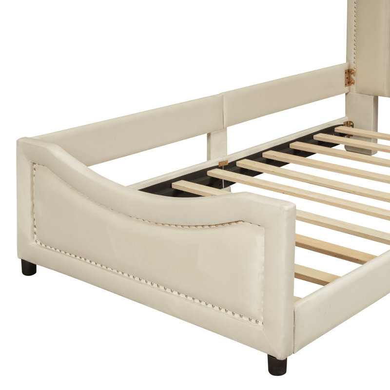 Lit de jour classique beige avec tête de lit Classic Stripe, Beige