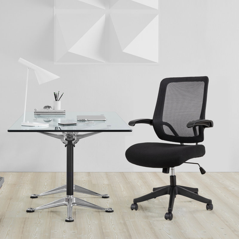 Chaise de bureau mi-tâche avec accoudoirs relevables, Noir