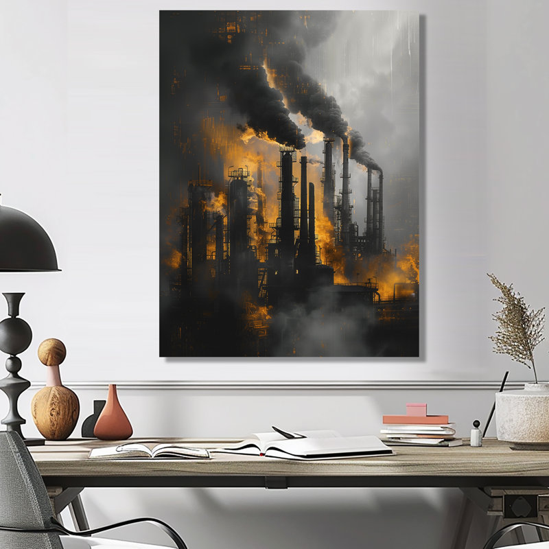 Laborn - Décoration murale usines, Métal, 32" H x 16" W