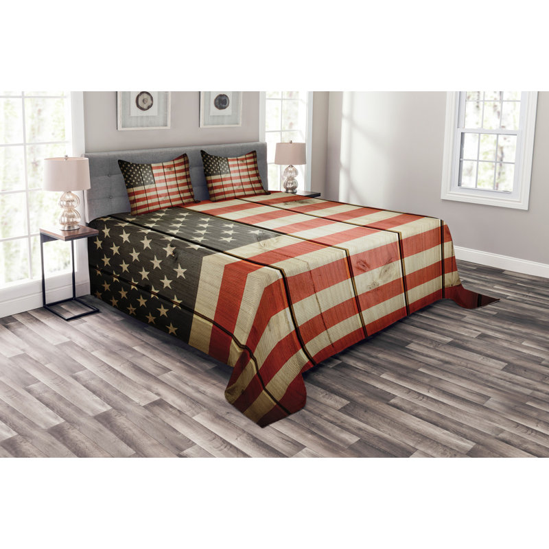 Striped Bedspread with Pillow Shams Included, 220 x 264 cm