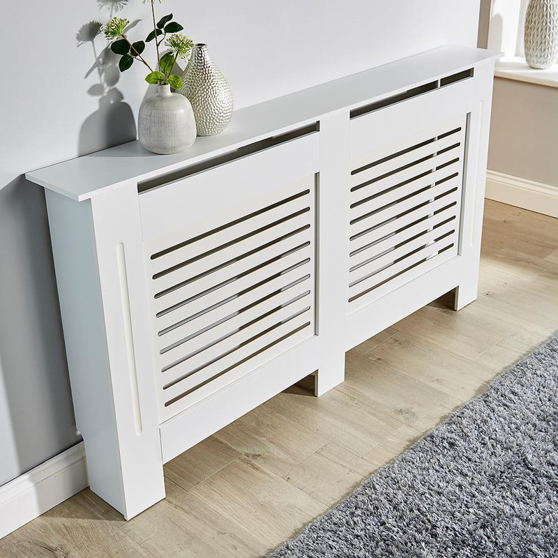 Mathusan Radiator Cover, White, 82cm H x 151.5cm W x 19cm D