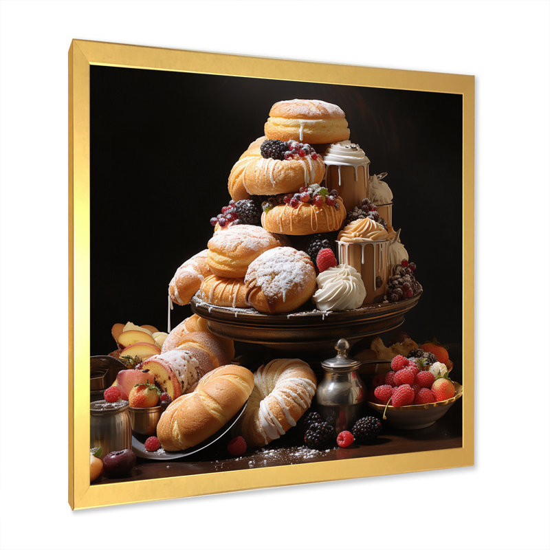 Sweet Pastries III sur impression sur toile, H 30 po x l 30 po x P 1 po, Cadre doré à une seule photo