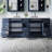 84" W x 35" H Freestanding Bathroom Solid Wood Vanity With White Cultured Marble Countertop And Ceramic Double Sink,Navy Blue-186306367-186306366