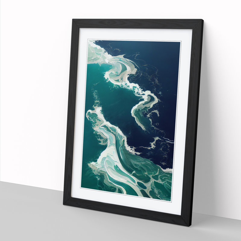Cassity Ocean Marbling - Picture Frame Print, Black, 64cm H x 46cm W x 2cm D