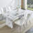 Dining Table Set, Marble Dining Table Set For 4, 63" White Marble Pattern MDF Tabletop And Legs, 4 PU Leather Kitchen Chairs With Chrome Plated Metal Legs For Kitchen.-354635912-354635906