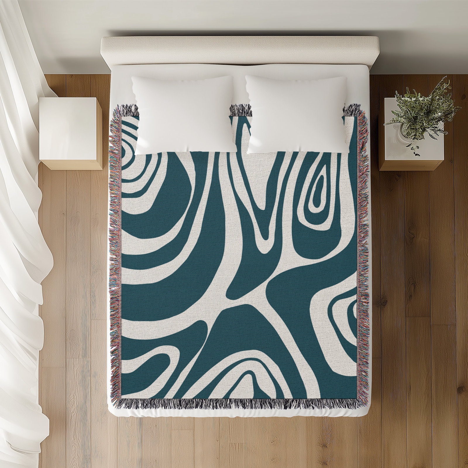 Kayle Cotton Throw Blanket, 50" x 60" – Throw, Teal