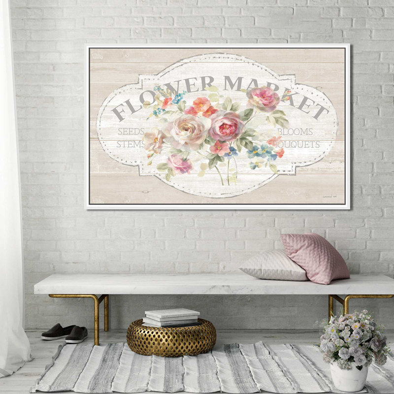 Cottage Garden I sur bois - impression, H 21,5 po x l 33,5 po x P 2 po, Cadre flottant blanc