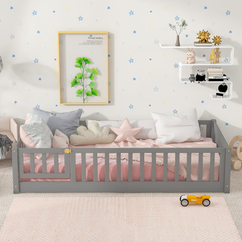 Lits pour enfants Frostia, gris, Simple (l 79,5 po x P 41,8 po x H 17,5 po)