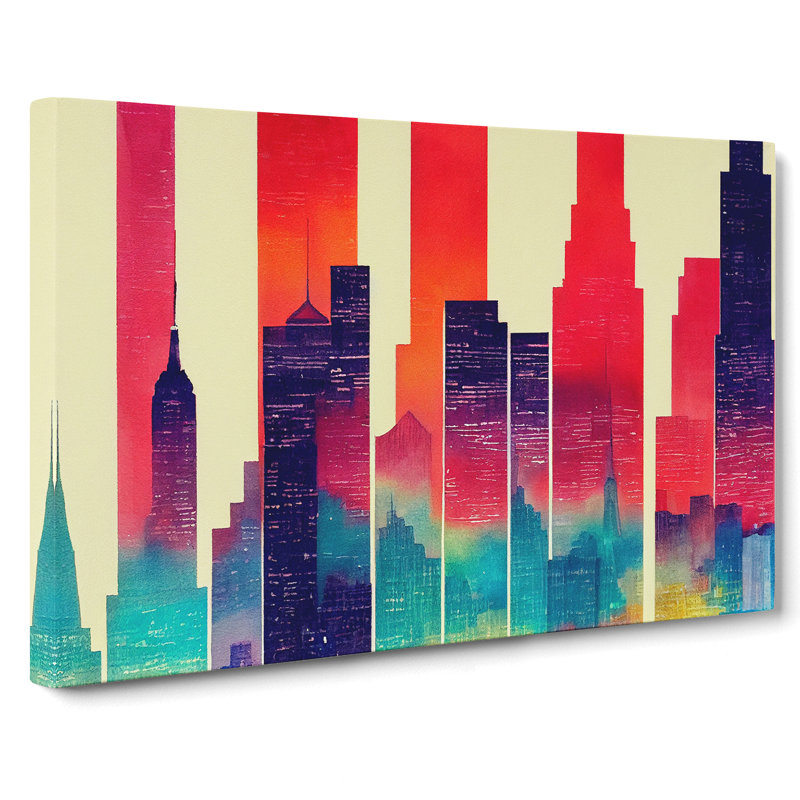 Watercolour New York Abstract - Wrapped Canvas, 50cm H x 76cm W x 3cm D