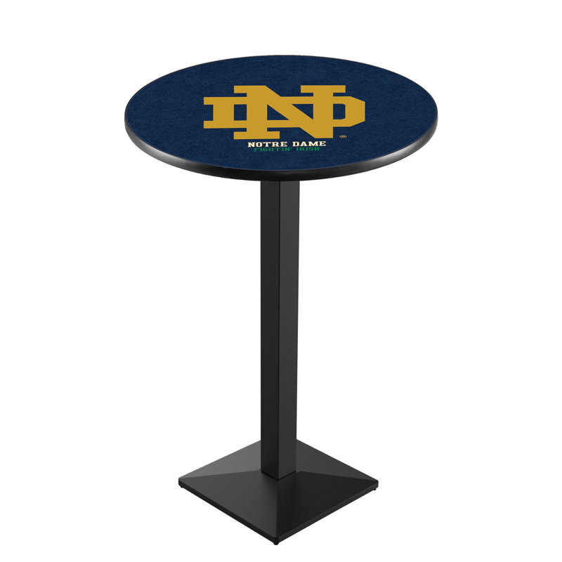 Round Metal Base Dining Table, Black Wrinkle, Notre Dame - Leprechaun