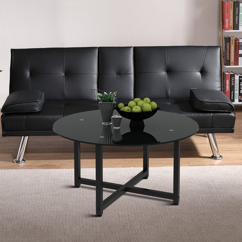 Glass Top Coffee Table, Black